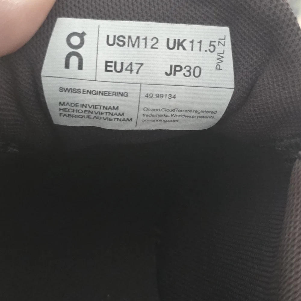 On Running Men's Athletic Sneaker Shoes - Black and Gray Size 12